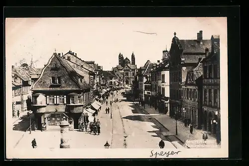 AK Speyer, Hauptstrasse im Sonnenschein