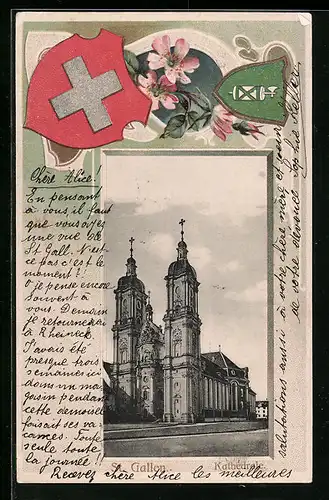 AK St. Gallen, Partie an der Kathedrale, Wappen