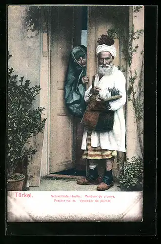 AK Türkischer Händler an der Tür einer Dame