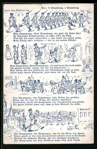 Künstler-AK Berlin, Karikaturen des Hauptmanns von Köpenick