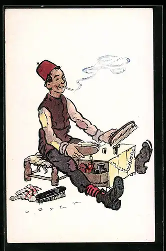 Künstler-AK Goyet Griechischer Schuhputzer Saloniki 1919