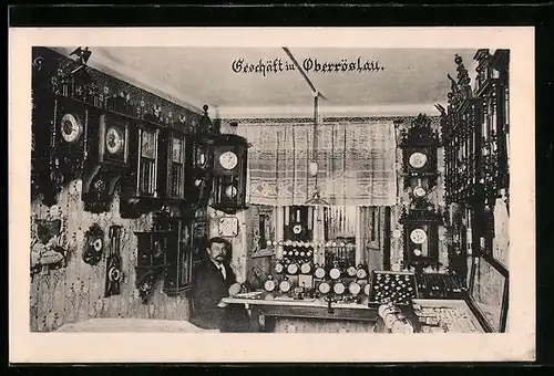 AK Thierstein-Oberröslau, Uhrmacher Sig. Schirndig