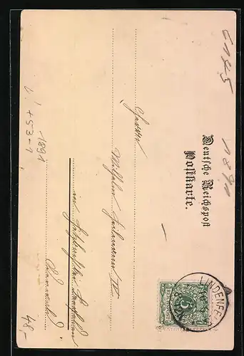 Vorläufer-Lithographie Lindenfels, 1891, Teilansicht