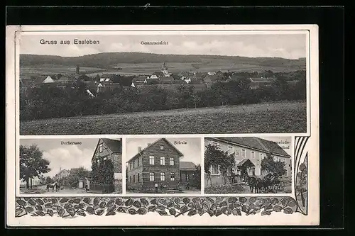 AK Essleben, Gemeinde-Gasthof, Dorfstrasse, Gesamtansicht