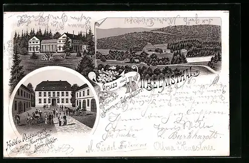 Lithographie Wilhelmsthal, Hotel-Restaurant zum Auerhahn, Schloss