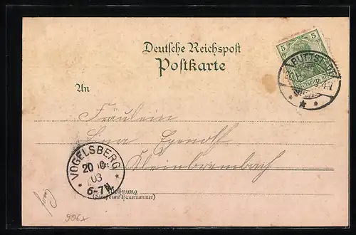 Lithographie Buttstädt, Totalansicht mit Kaiserl. Postamt und Kirche