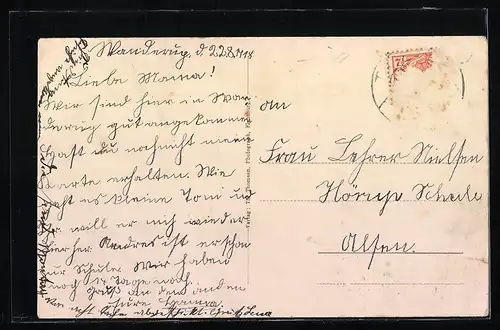 AK Wanderup, Pastorat mit Strasse