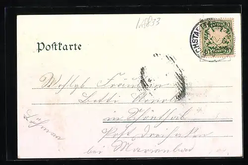 Lithographie Eichstätt, Marktplatz mit Dom und Burg, Teilansicht