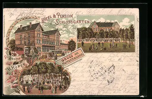 Lithographie Herrenhausen, Hotel-Pension Schlossgarten