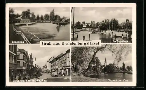 AK Brandenburg /Havel, Strandbad, Bootshaus und Dom