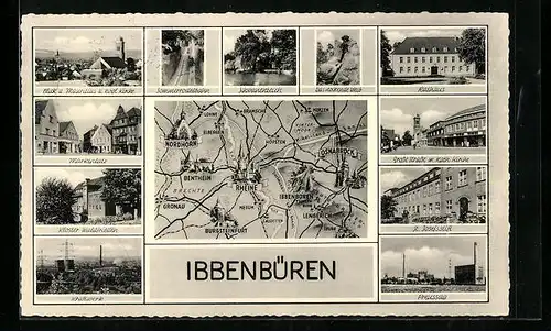 AK Ibbenbüren, Ortsansichten mit Umgebungskarte