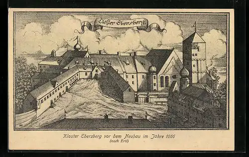 Künstler-AK Ebersberg, das Kloster vor dem Neubau im J. 1666
