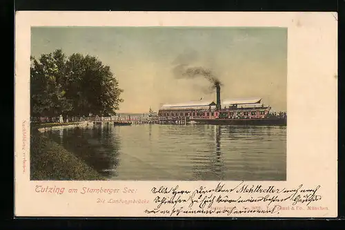 AK Tutzing a. Starnberger See, Blick auf die Landungsbrücke