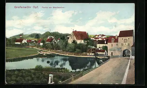 AK Grafenwöhr /Opf., Partie am Stadtweiher