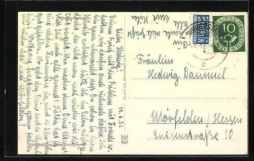 AK Münnerstadt /Ufr., Ortspartie mit Turm