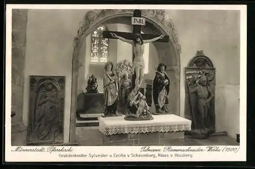 AK Münnerstadt, Inneres d. Pfarrkirche, Jesus am Kreuz