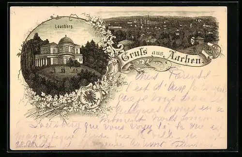 Vorläufer-Lithographie Aachen, 1894, Lousberg, Ortsansicht