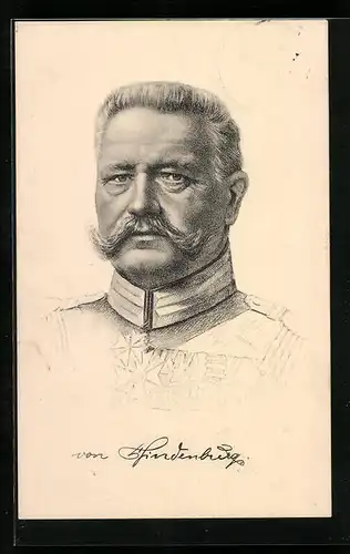AK Paul von Hindenburg in Uniform mit Orden