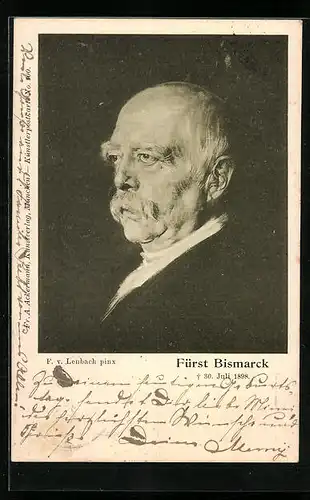 Künstler-AK F. v. Lenbach: Fürst Bismarck, Profilportrait