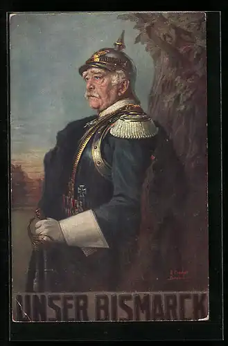 AK Bismarck in Uniform mit Pickelhaube