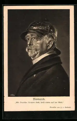 AK Portrait von Otto von Bismarck mit Pickelhaube