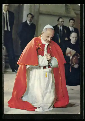 AK Papst Paul VI. betend auf Knien