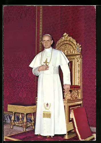 AK Paul VI. vor seinem Stuhl