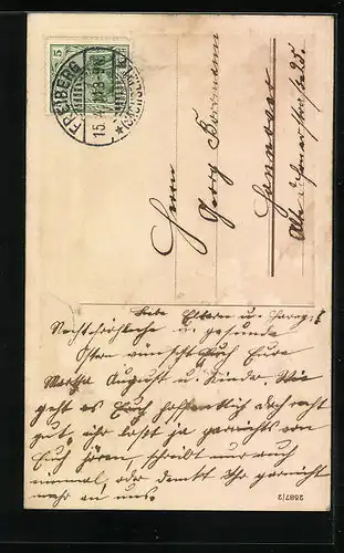 AK Osterküken mit Schneeglöckchen