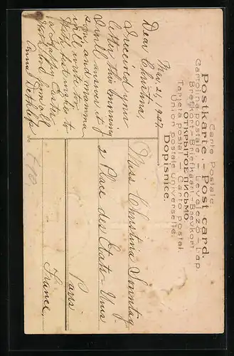 AK Osterküken auf einer Schaukel