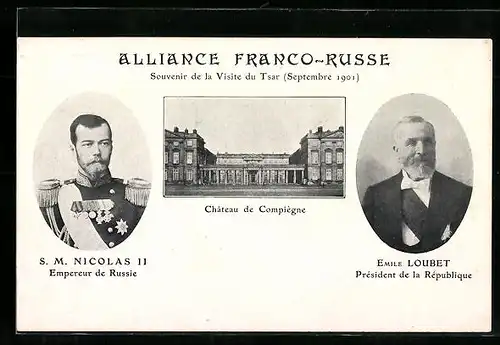 AK Alliance Franco-Russe, Zar Nikolaus II., Emile Loubet