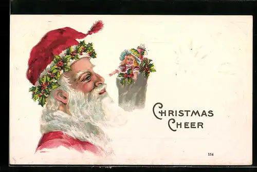 Künstler-AK Weihnachtsmann mit Geschenken, Christmas Cheer
