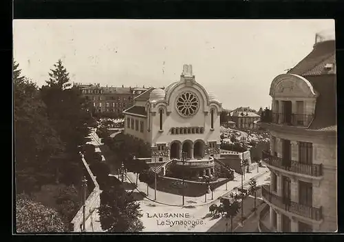 AK Lausanne, Synagoge aus der Vogelschau