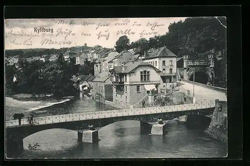 AK Kyllburg, Partie am Fluss, Gasthaus Witt