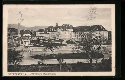 AK Offenburg i.B., Blick auf das Städtische Krankenhaus