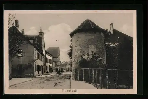 AK Mellrichstadt, Strassenpartie mit Turm