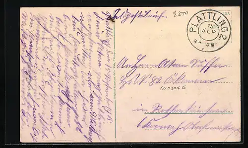 AK Plattling, Stadtplatz mit Kirche