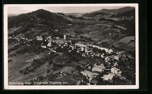 AK Schönberg /bayr. Wald, Ortsansicht aus der Vogelschau