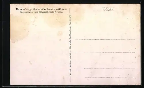 AK Ravensburg, Spohn`sche Familienstiftung, Gymnasiums- und Oberrealschule-Neubau