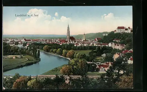 AK Landshut a. d. Isar, Ortsansicht mit Umland