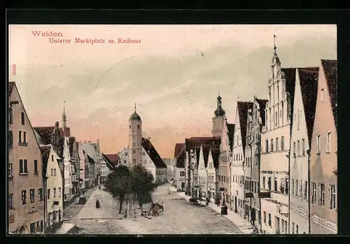 AK Weiden, Unterer Marktplatz mit Rathaus