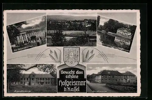 AK Hofgeismar / Kassel, Jugendherberge, Nordkaserne, Am Gesundbrunnen, Schloss Schönburg