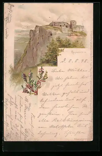 Lithographie Blankenburg, Teilansicht des Regenstein