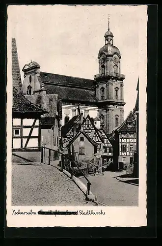 AK Neckarsulm, Ortspartie mit Stadtkirche