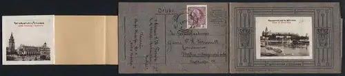 Leporello-AK Krakau, Universität, Stadt-Theater, St. Stanislaus