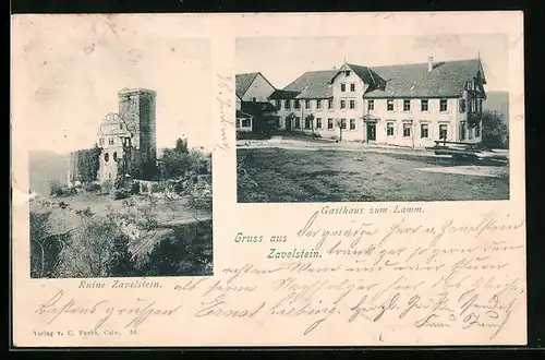 AK Zavelstein, Ruine, Gasthaus zum Lamm