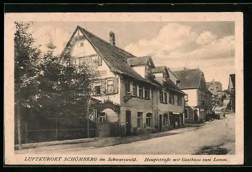 AK Schömberg /Schwarzw., Hauptstrasse mit Gasthaus zum Lamm