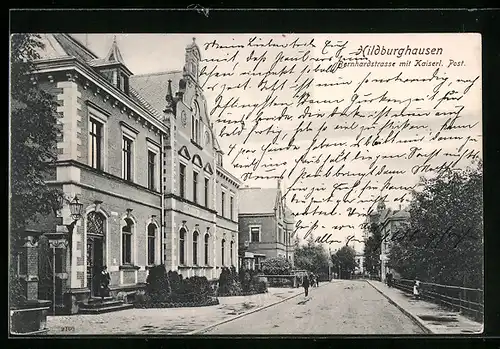 AK Hildburghausen, Bernhardstrasse mit Post