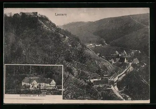 AK Lautern, Gasthaus zur Krone, Ortsansicht aus der Vogelschau