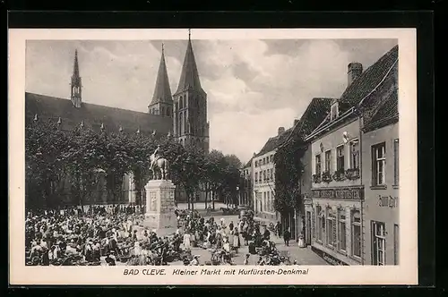 AK Bad Cleve, kleiner Markt mit Kurfürsten-Denkmal