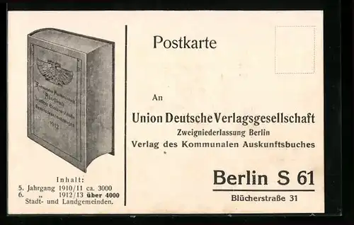 AK Berlin-Kreuzberg, Union Deutsche Verlagsgesellschaft, Blücherstr. 31